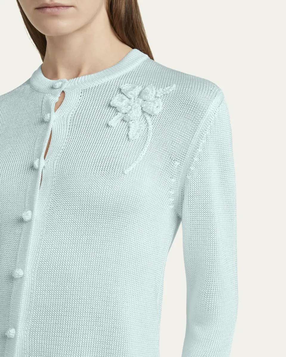 Jil Sander Crochet Flower Three-Quarter Sleeve Cardigan | Thumbnail 5 Jil Sander Crochet Flower Three-Quarter Sleeve Cardigan | Thumbnail 5