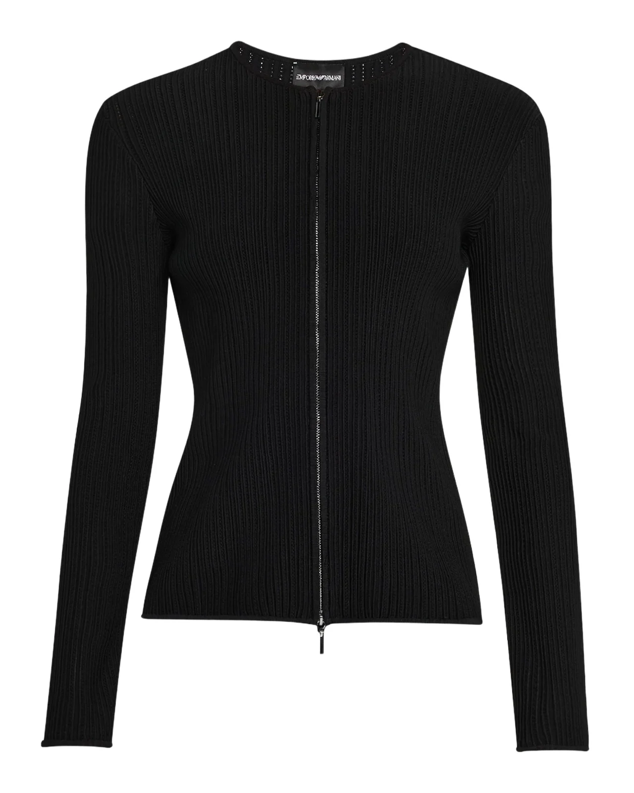 Zip-Front Ottoman Knit Jacket