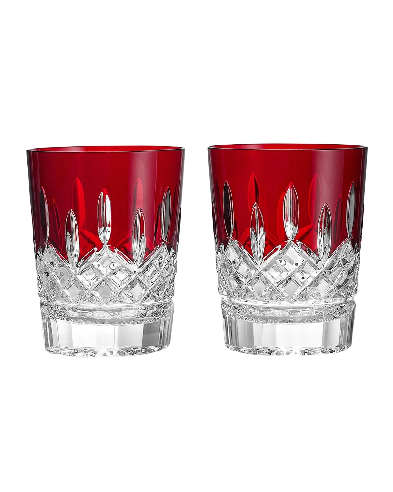 Waterford Crystal Lismore Red 12.5 oz. Double Old-Fashioned Glasses, Set of 2