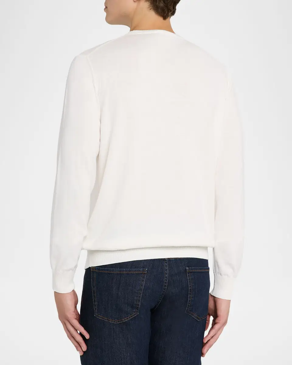 Canali Men's Cotton Tipped Crewneck Sweater | Thumbnail 3