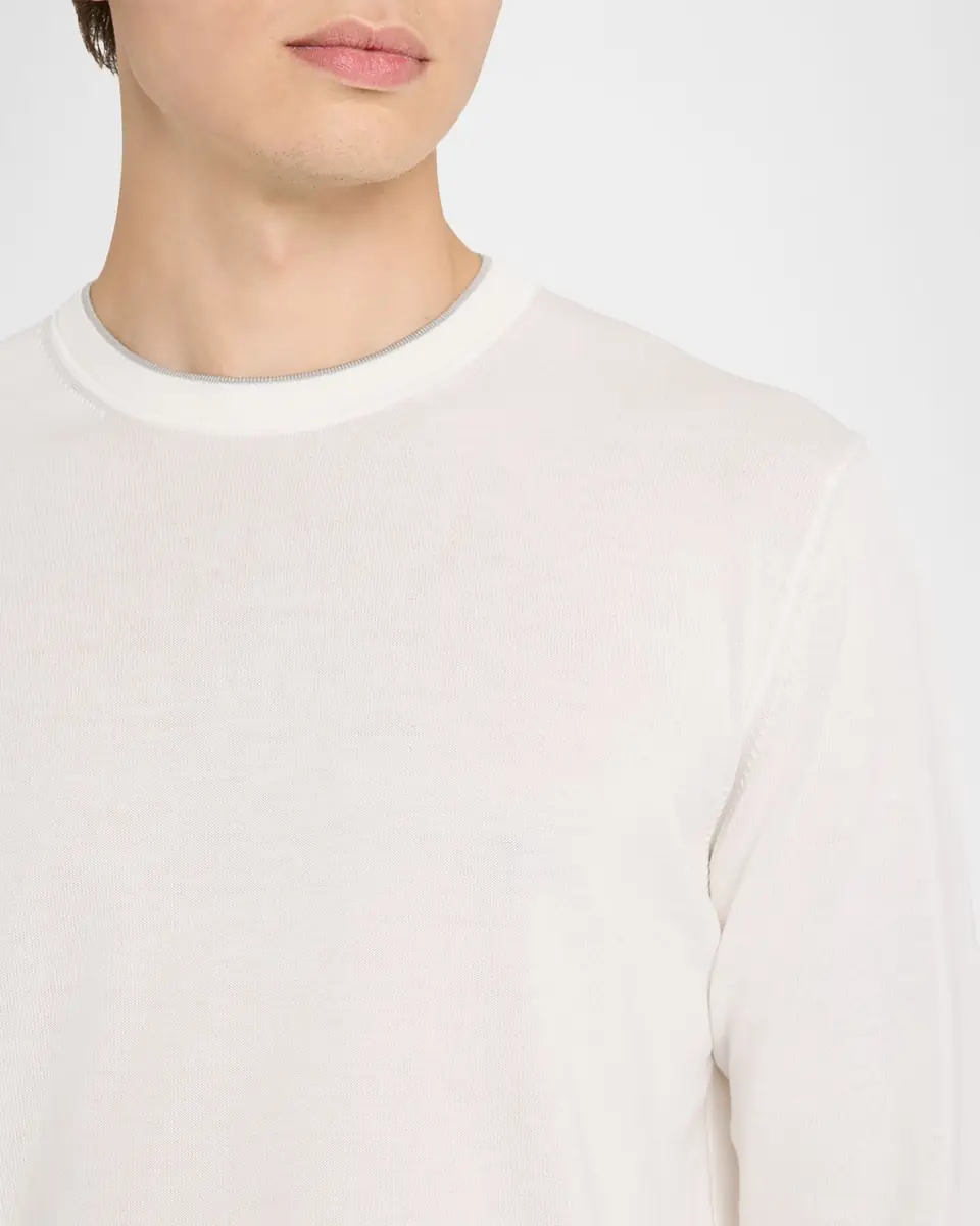 Canali Men's Cotton Tipped Crewneck Sweater | Thumbnail 5