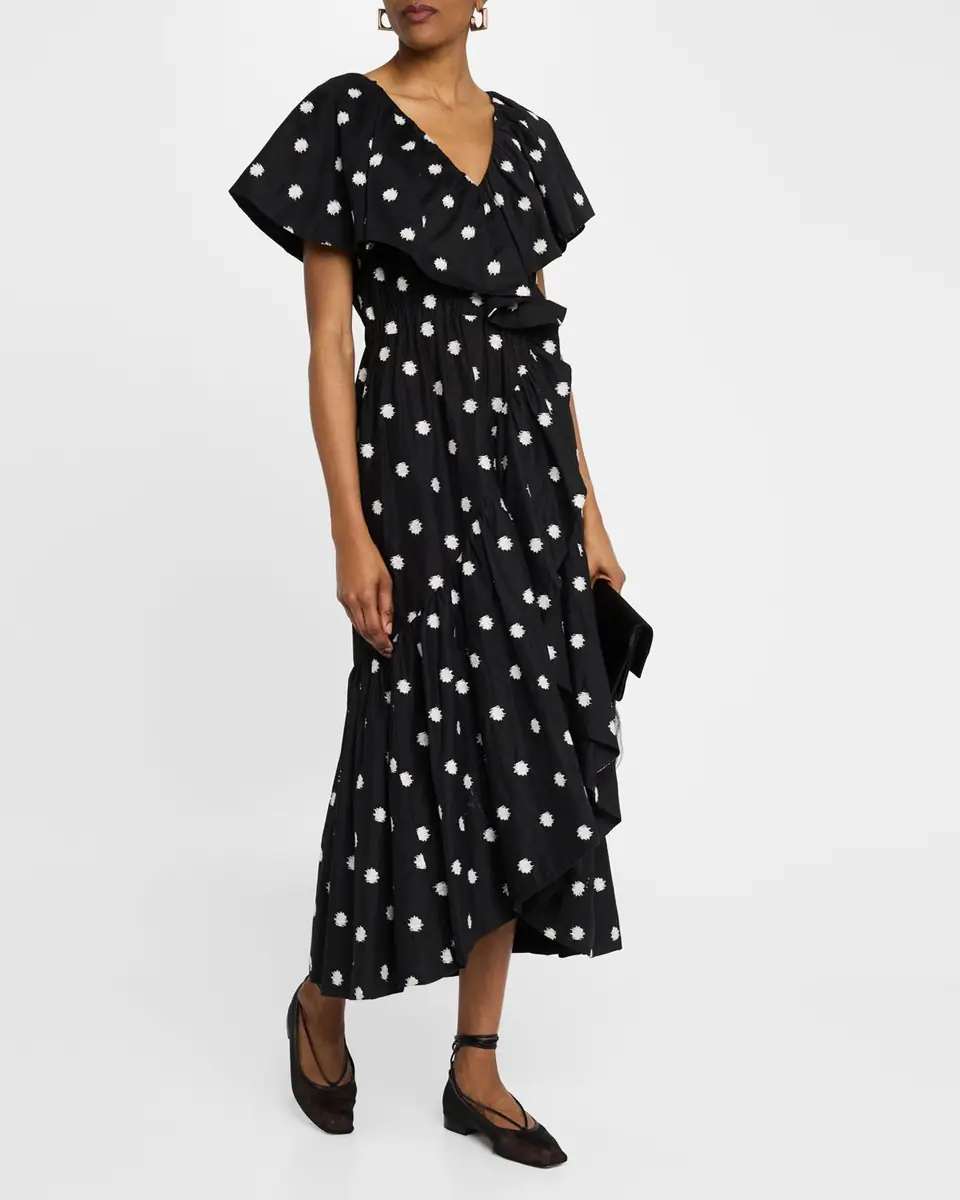 Merlette Loris Embroidered Ruffle Midi Dress | Thumbnail 3 Merlette Loris Embroidered Ruffle Midi Dress | Thumbnail 3