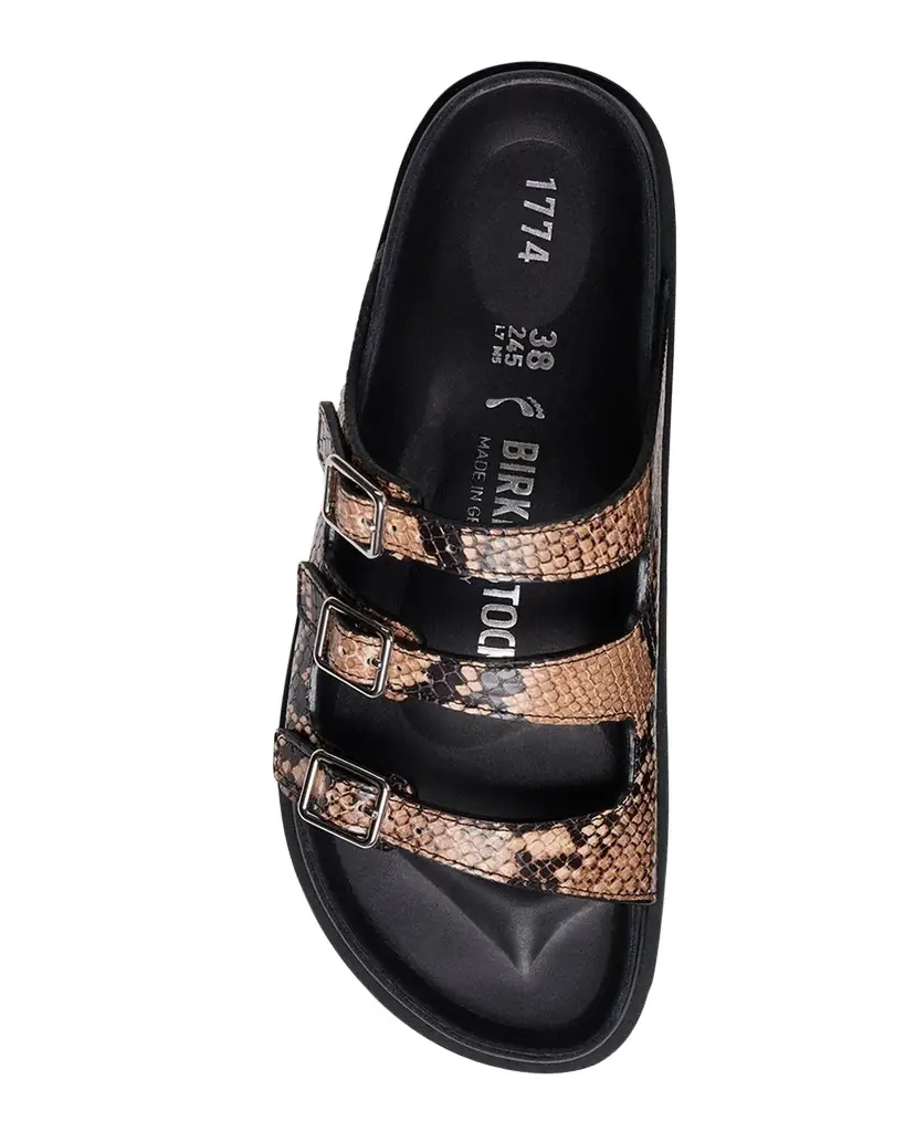 1774 Birkenstock Florida Snake-Embossed Trio Slide Sandals | Image 1 1774 Birkenstock Florida Snake-Embossed Trio Slide Sandals | Image 1