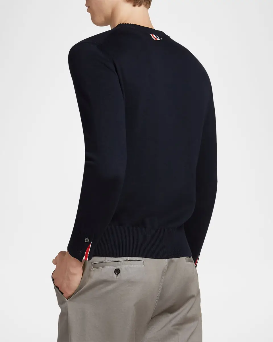 Thom Browne Men's Cotton 4-Bar Side Stripe Crewneck Sweater | Thumbnail 3 Thom Browne Men's Cotton 4-Bar Side Stripe Crewneck Sweater | Thumbnail 3