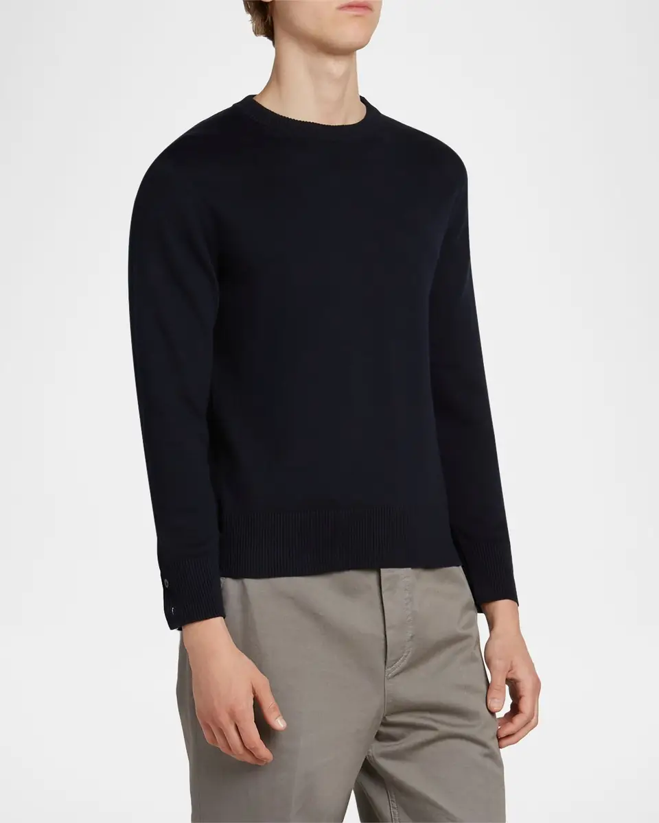 Thom Browne Men's Cotton 4-Bar Side Stripe Crewneck Sweater | Thumbnail 4 Thom Browne Men's Cotton 4-Bar Side Stripe Crewneck Sweater | Thumbnail 4