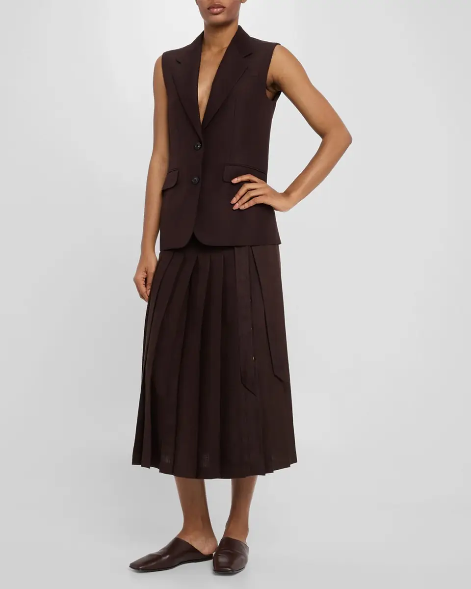 Loro Piana Yasmina Pleated New Summer Twill Midi Skirt | Thumbnail 2 Loro Piana Yasmina Pleated New Summer Twill Midi Skirt | Thumbnail 2