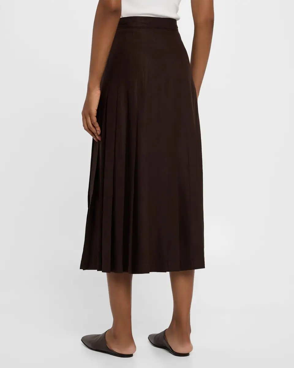 Loro Piana Yasmina Pleated New Summer Twill Midi Skirt | Thumbnail 3 Loro Piana Yasmina Pleated New Summer Twill Midi Skirt | Thumbnail 3
