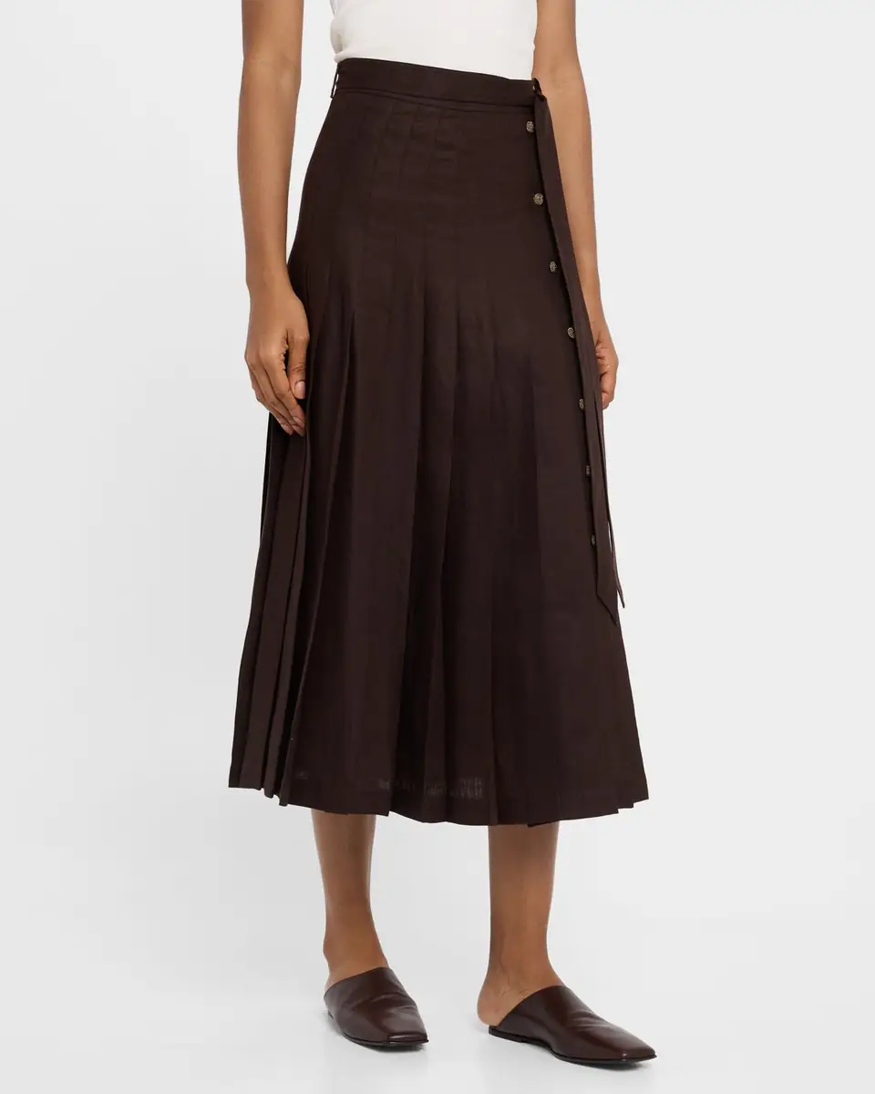 Loro Piana Yasmina Pleated New Summer Twill Midi Skirt | Thumbnail 4 Loro Piana Yasmina Pleated New Summer Twill Midi Skirt | Thumbnail 4