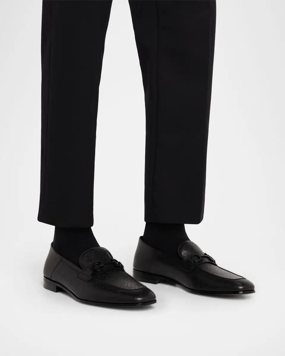 Ferragamo Men's Biarritz Perforated Leather Gancini-Bit Loafers | Thumbnail 2 Ferragamo Men's Biarritz Perforated Leather Gancini-Bit Loafers | Thumbnail 2