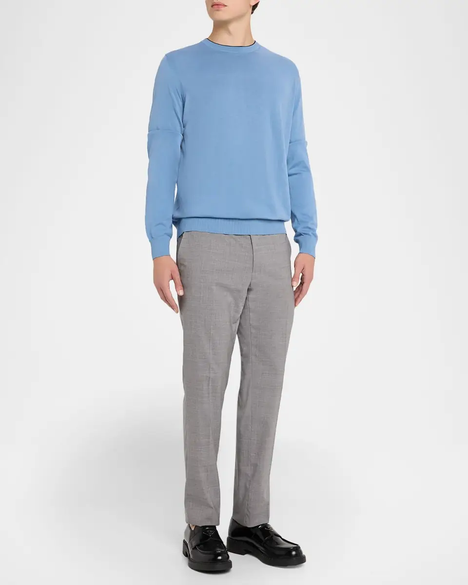 Canali Men's Cotton Tipped Crewneck Sweater | Thumbnail 2