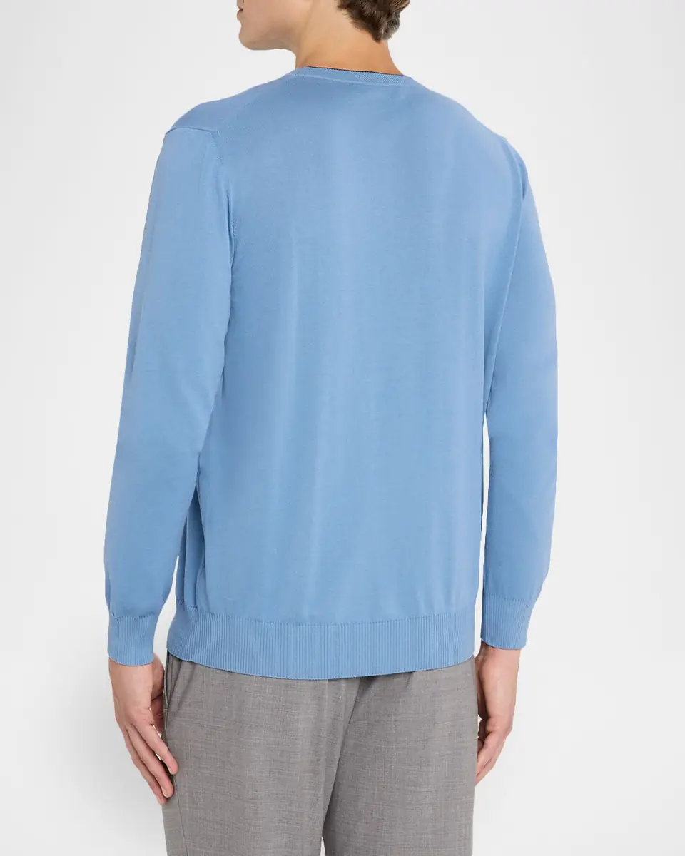 Canali Men's Cotton Tipped Crewneck Sweater | Thumbnail 3