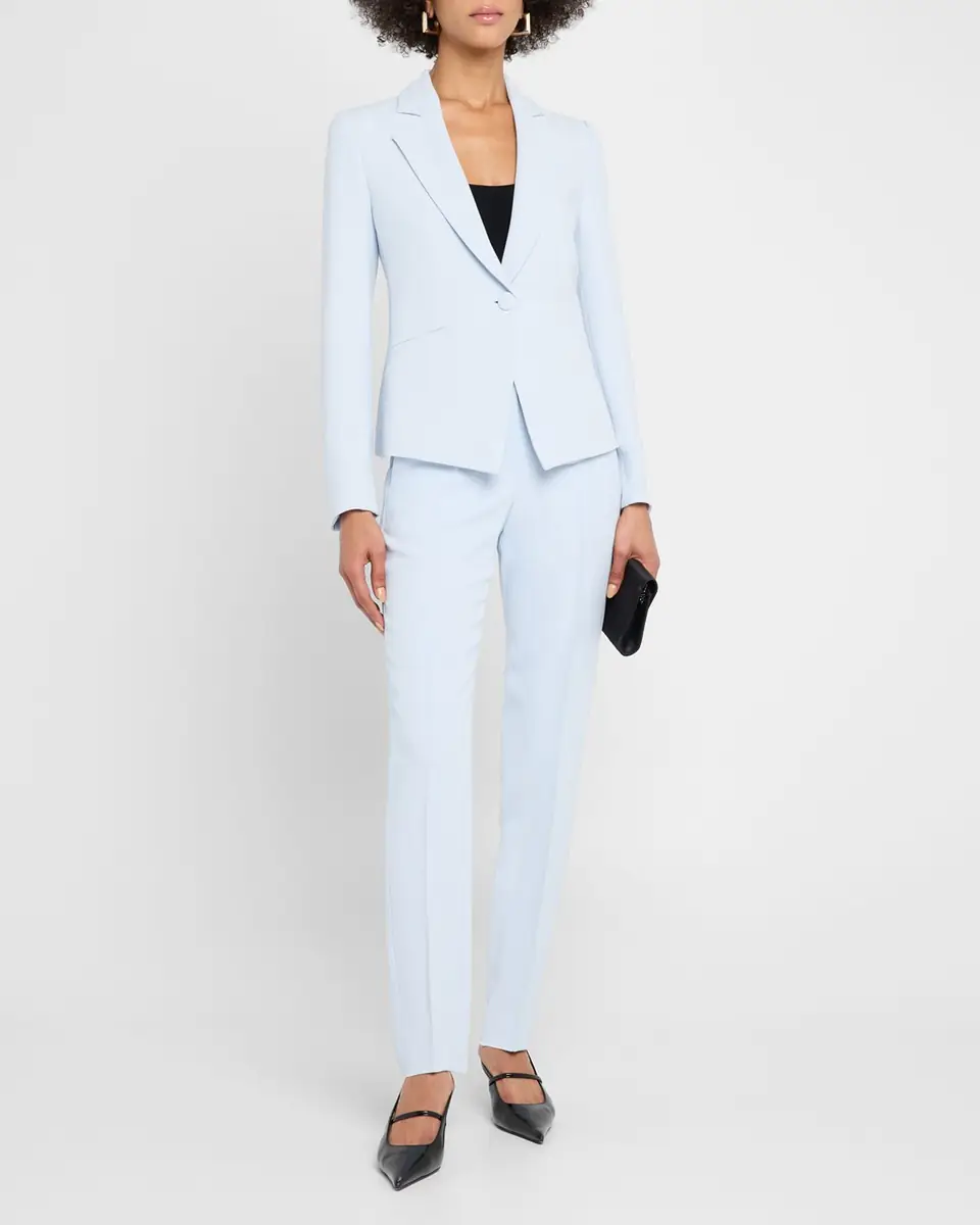 Emporio Armani Creased Straight-Leg Cady Crepe Trousers | Thumbnail 2 Emporio Armani Creased Straight-Leg Cady Crepe Trousers | Thumbnail 2