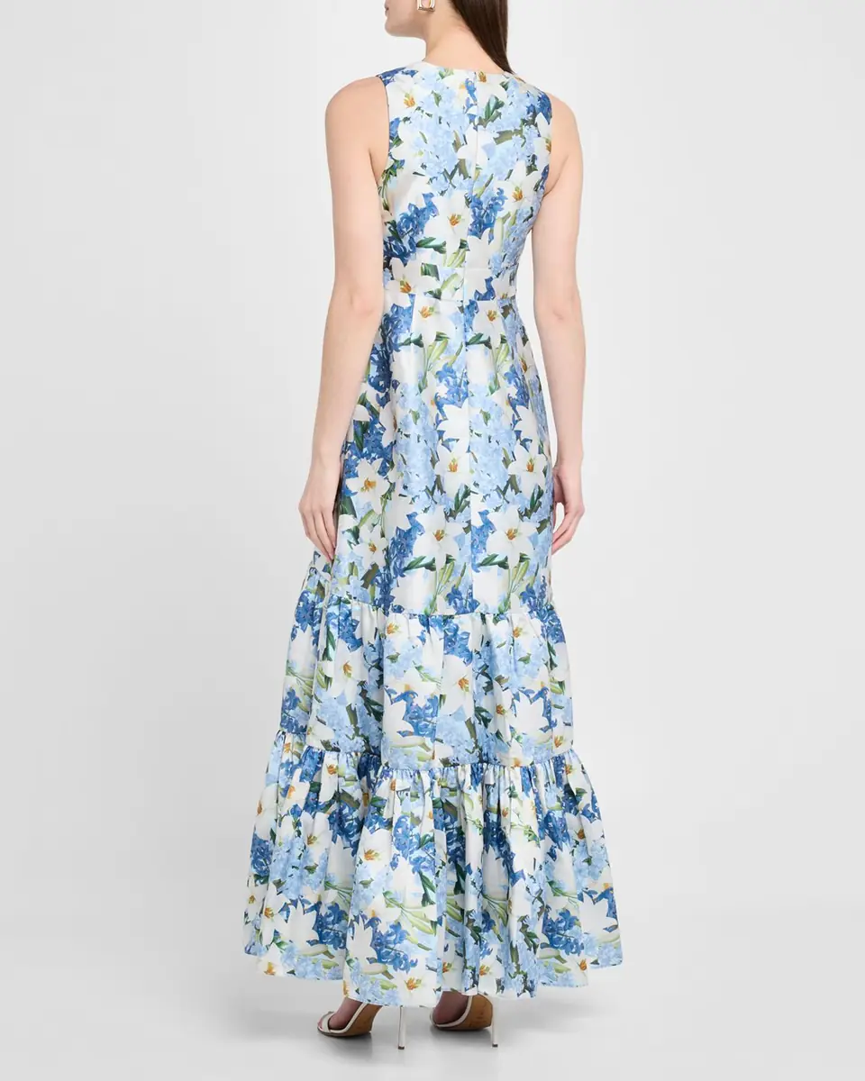 SACHIN & BABI Rori Tiered Floral-Print Mikado Gown | Thumbnail 3