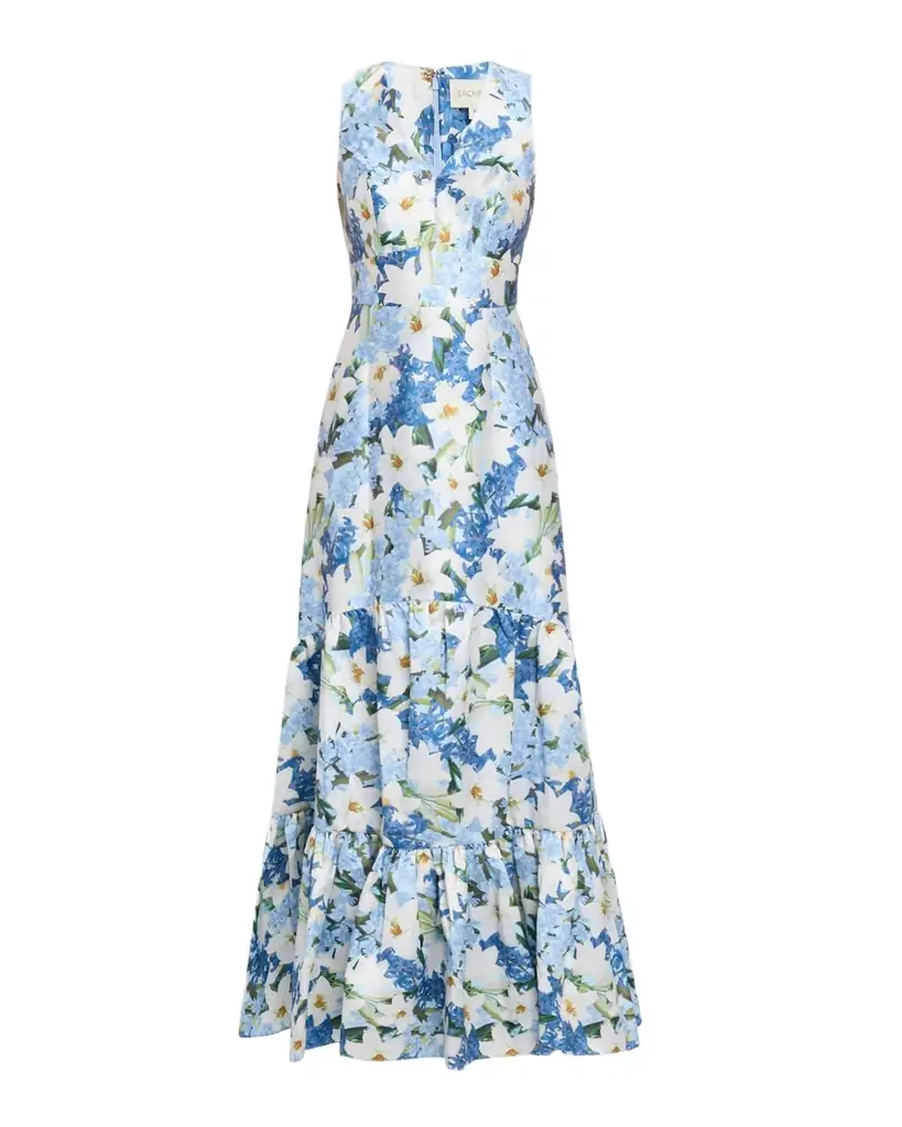 Rori Tiered Floral-Print Mikado Gown Rori Tiered Floral-Print Mikado Gown