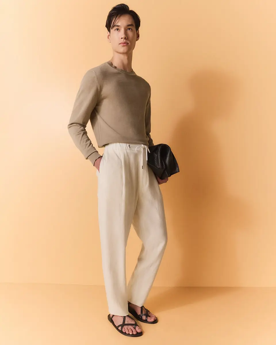 Giorgio Armani Men's Linen Drawstring Trousers | Thumbnail 5