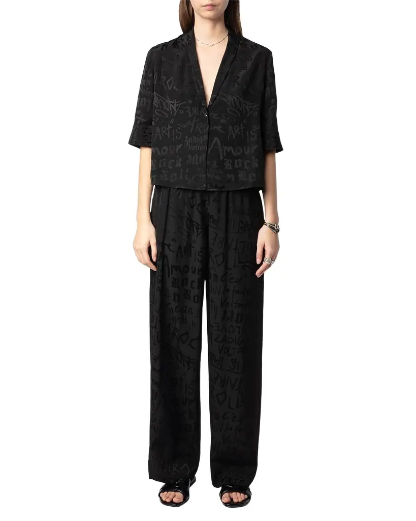 Zadig & Voltaire Pin Manifesto Silk Trousers | Image 1 Zadig & Voltaire Pin Manifesto Silk Trousers | Image 1