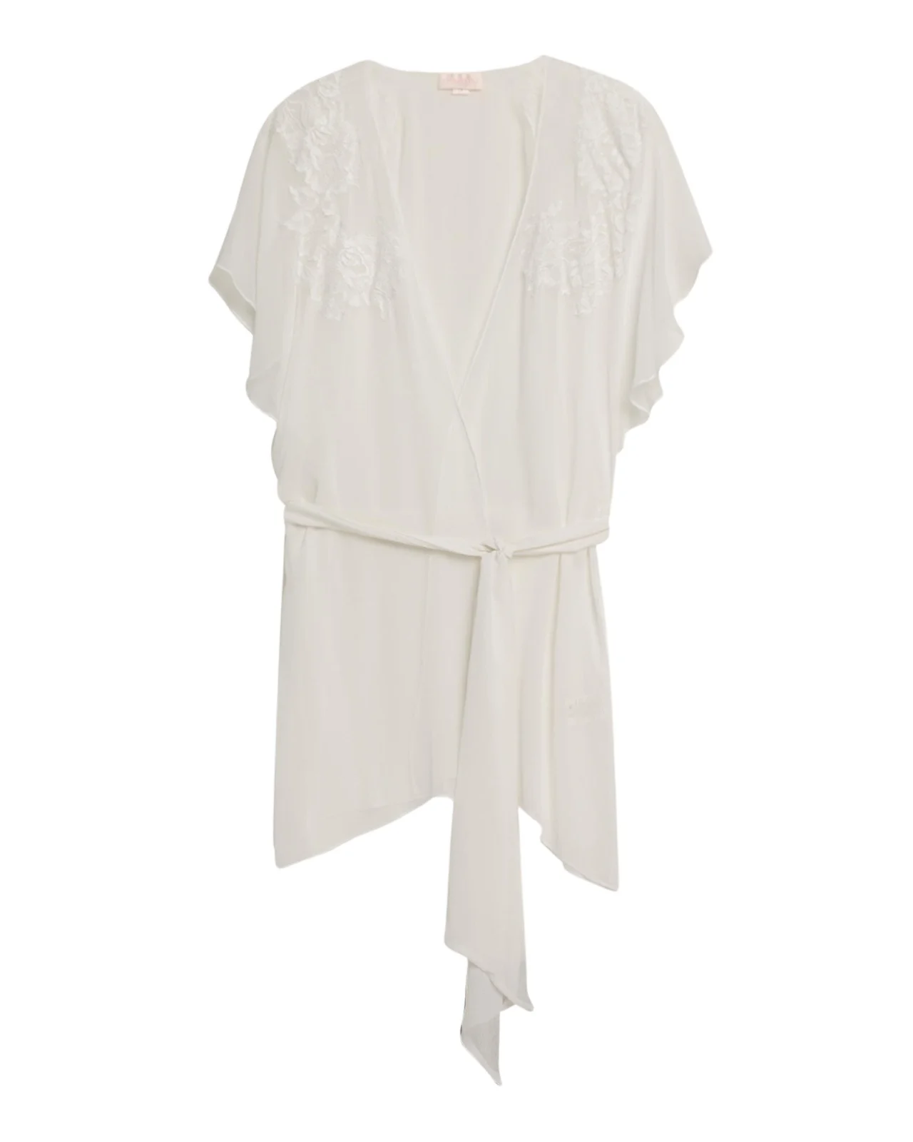 Floral Applique Silk Chiffon Robe