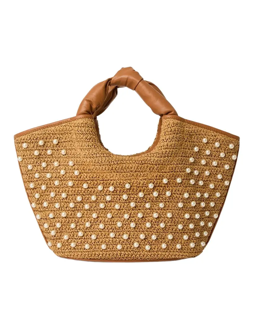 BTB Los Angeles Florian Pearly Straw Tote Bag | Image 1 BTB Los Angeles Florian Pearly Straw Tote Bag | Image 1