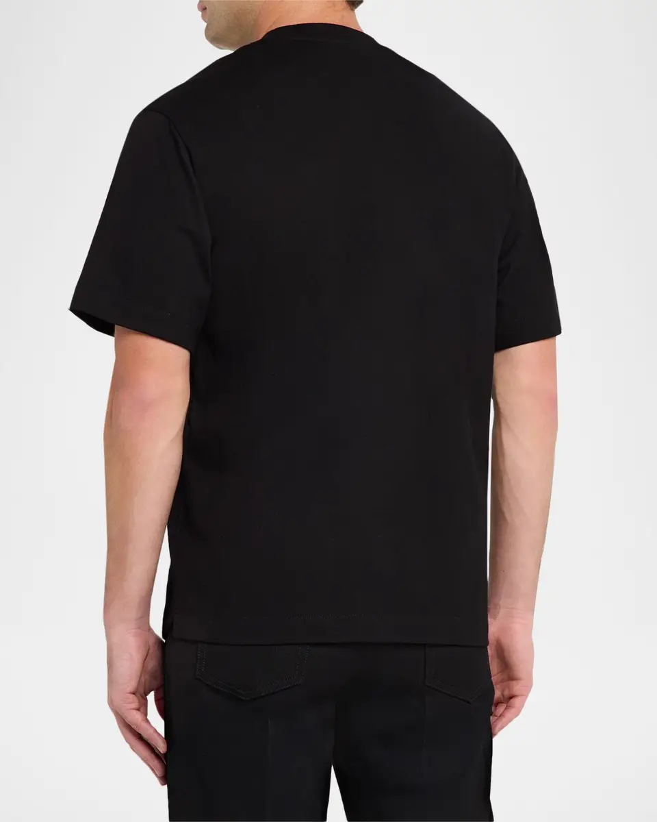 Ferragamo Men's Leather-Patch Pocket T-Shirt | Thumbnail 3