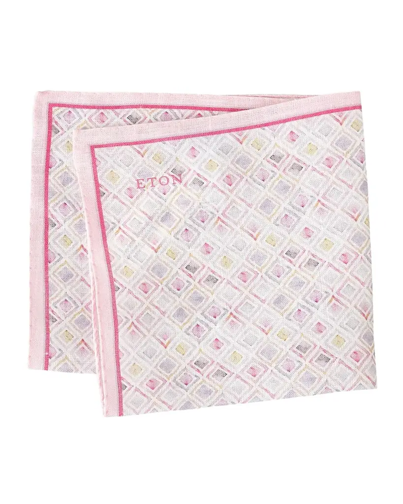 Eton Men's Diamond-Print Linen Pocket Square | Image 1 Eton Men's Diamond-Print Linen Pocket Square | Image 1