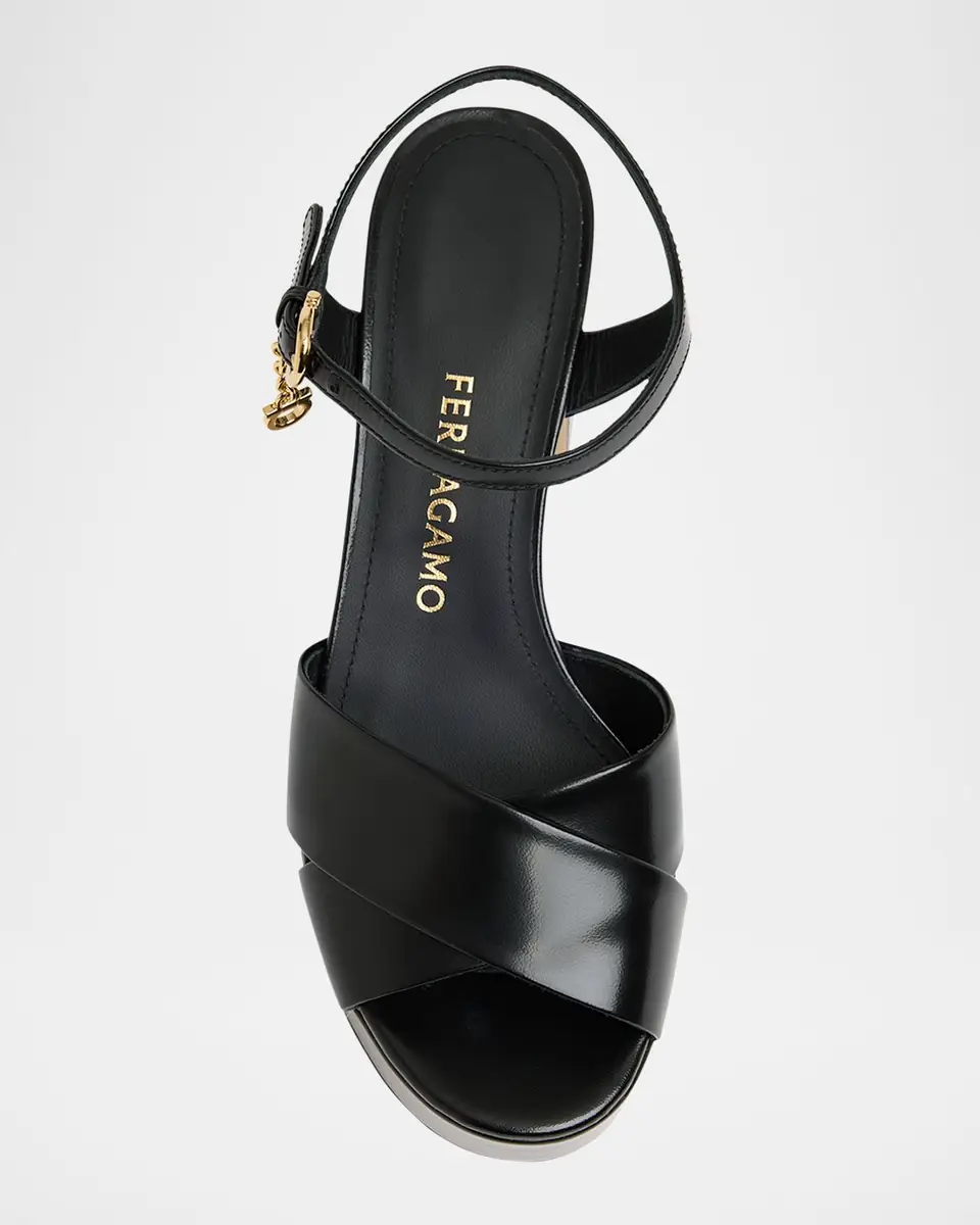 Ferragamo Savia Crisscross Gancini Charm Platform Sandals | Thumbnail 4 Ferragamo Savia Crisscross Gancini Charm Platform Sandals | Thumbnail 4