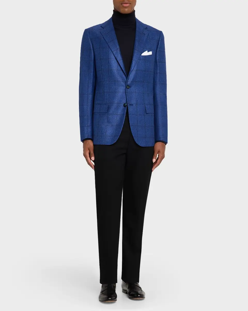 Kiton Men's Windowpane Check Single-Breasted Sport Coat | Thumbnail 2