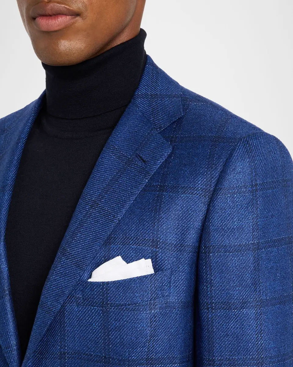 Kiton Men's Windowpane Check Single-Breasted Sport Coat | Thumbnail 5