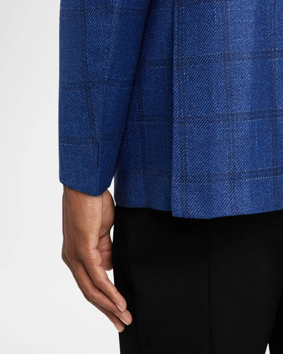Kiton Men's Windowpane Check Single-Breasted Sport Coat | Thumbnail 8