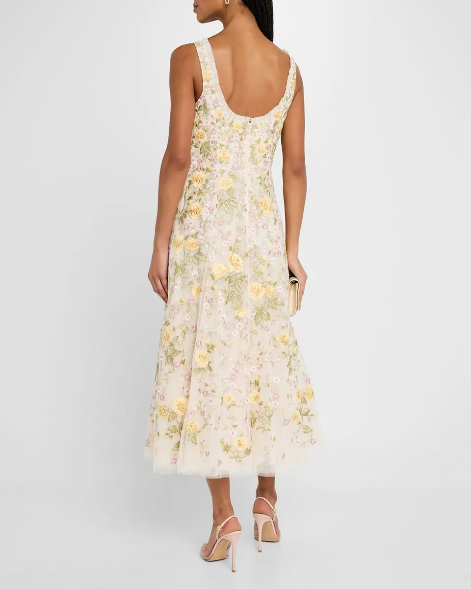 NEEDLE & THREAD Embroidered Florine Scoop-Neck Ballerina Dress | Thumbnail 3