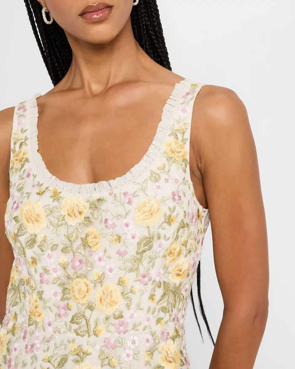 NEEDLE & THREAD Embroidered Florine Scoop-Neck Ballerina Dress | Thumbnail 5