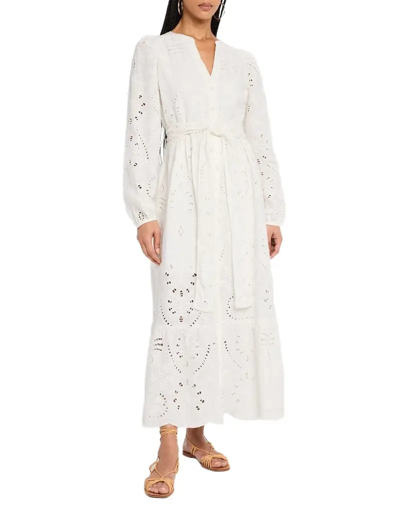 Hannon Eyelet Floral-Embroidered Maxi Dress