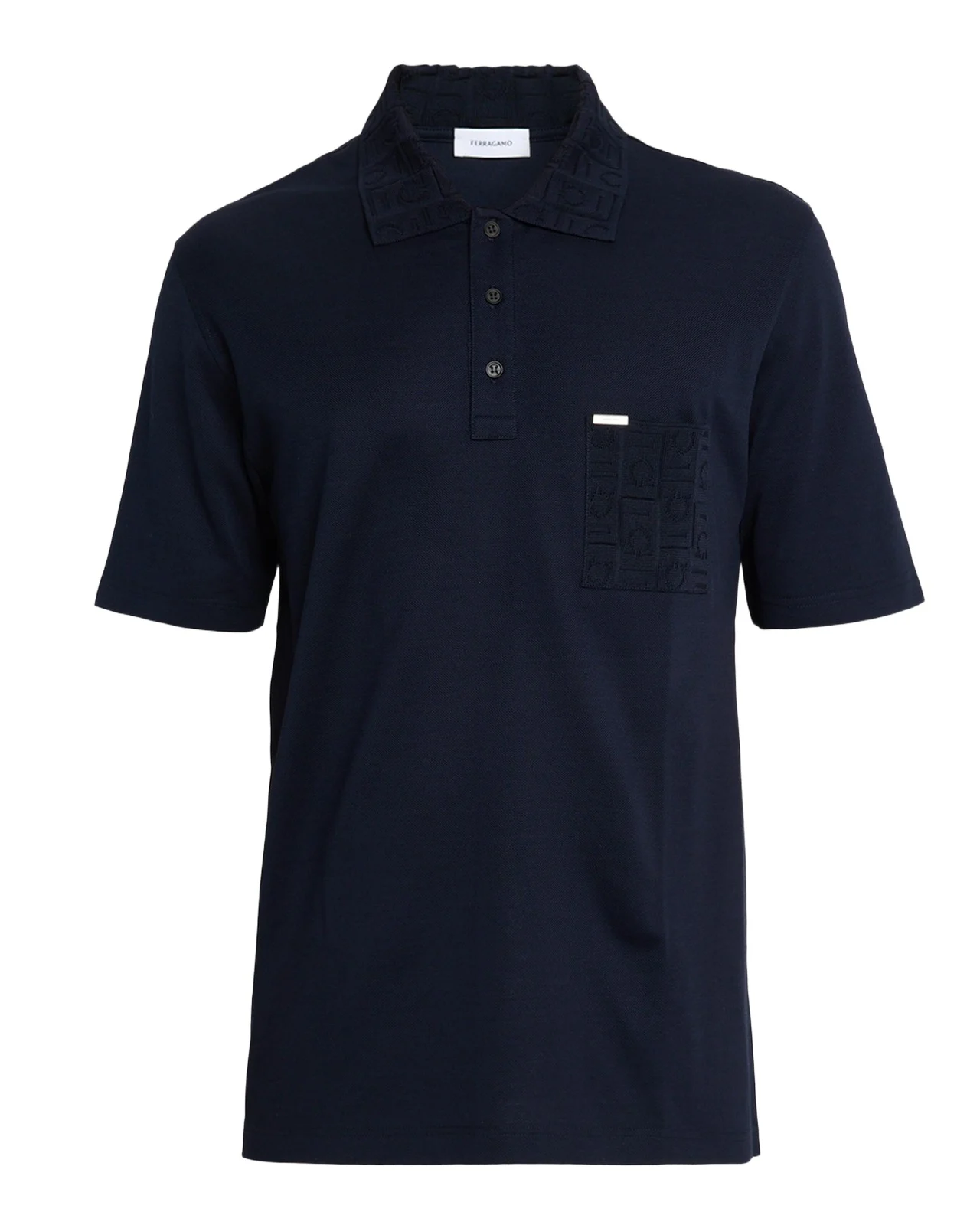Ferragamo Men's Gancini Jacquard-Trim Cotton Pique Polo Shirt