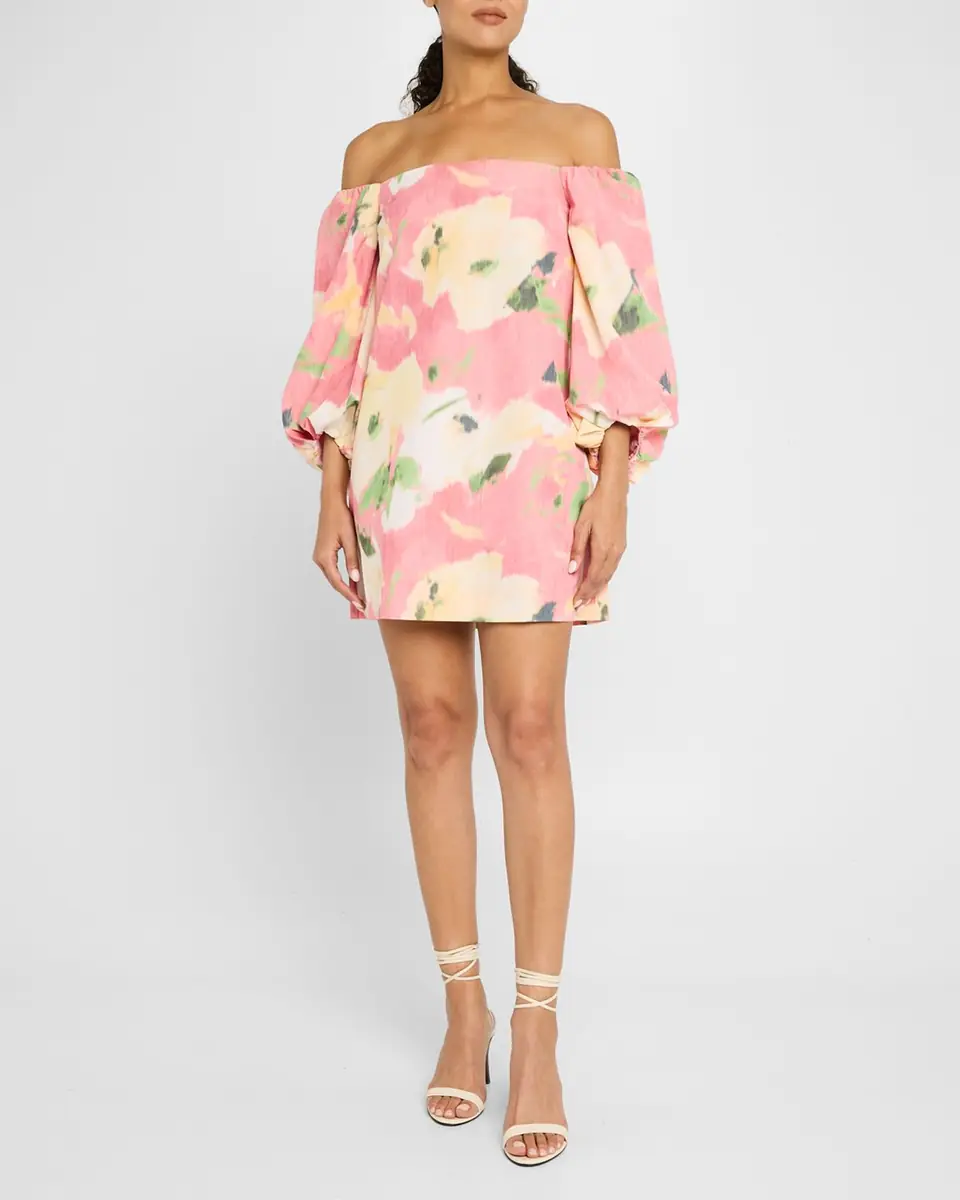 TANYA TAYLOR Ashley Printed Off-The-Shoulder Dress | Thumbnail 2 TANYA TAYLOR Ashley Printed Off-The-Shoulder Dress | Thumbnail 2