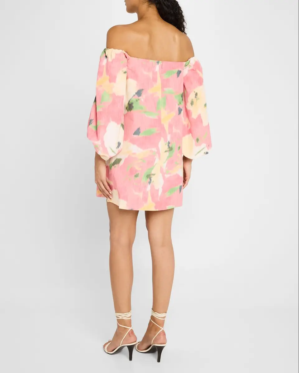 TANYA TAYLOR Ashley Printed Off-The-Shoulder Dress | Thumbnail 3 TANYA TAYLOR Ashley Printed Off-The-Shoulder Dress | Thumbnail 3