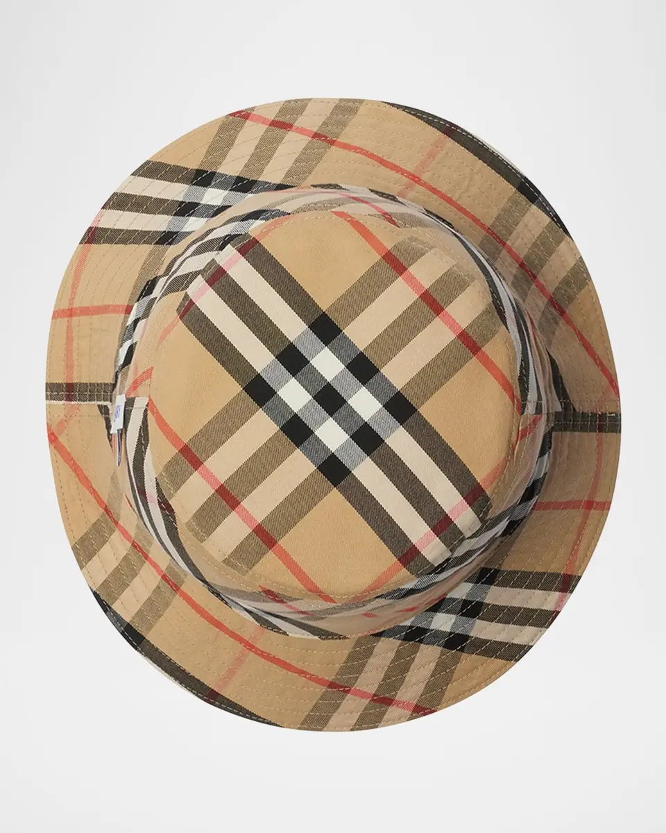 Burberry Men's Reversible EKD to Check Bucket Hat | Thumbnail 2 Burberry Men's Reversible EKD to Check Bucket Hat | Thumbnail 2