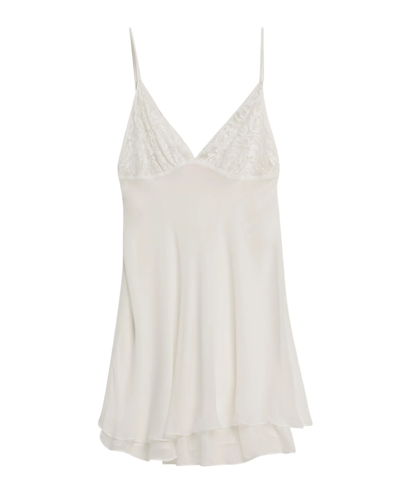 Christine Lingerie Floral Lace & Silk Chiffon Mini Slip Dress