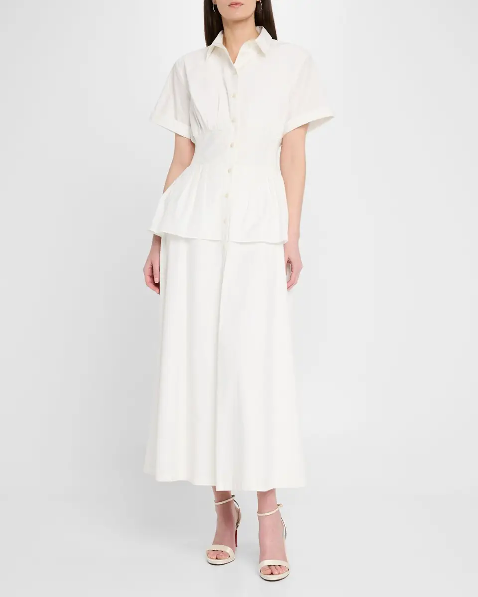 Rosie Assoulin Boogie Woogie Bugle Boy Peplum Midi Shirtdress | Thumbnail 3 Rosie Assoulin Boogie Woogie Bugle Boy Peplum Midi Shirtdress | Thumbnail 3