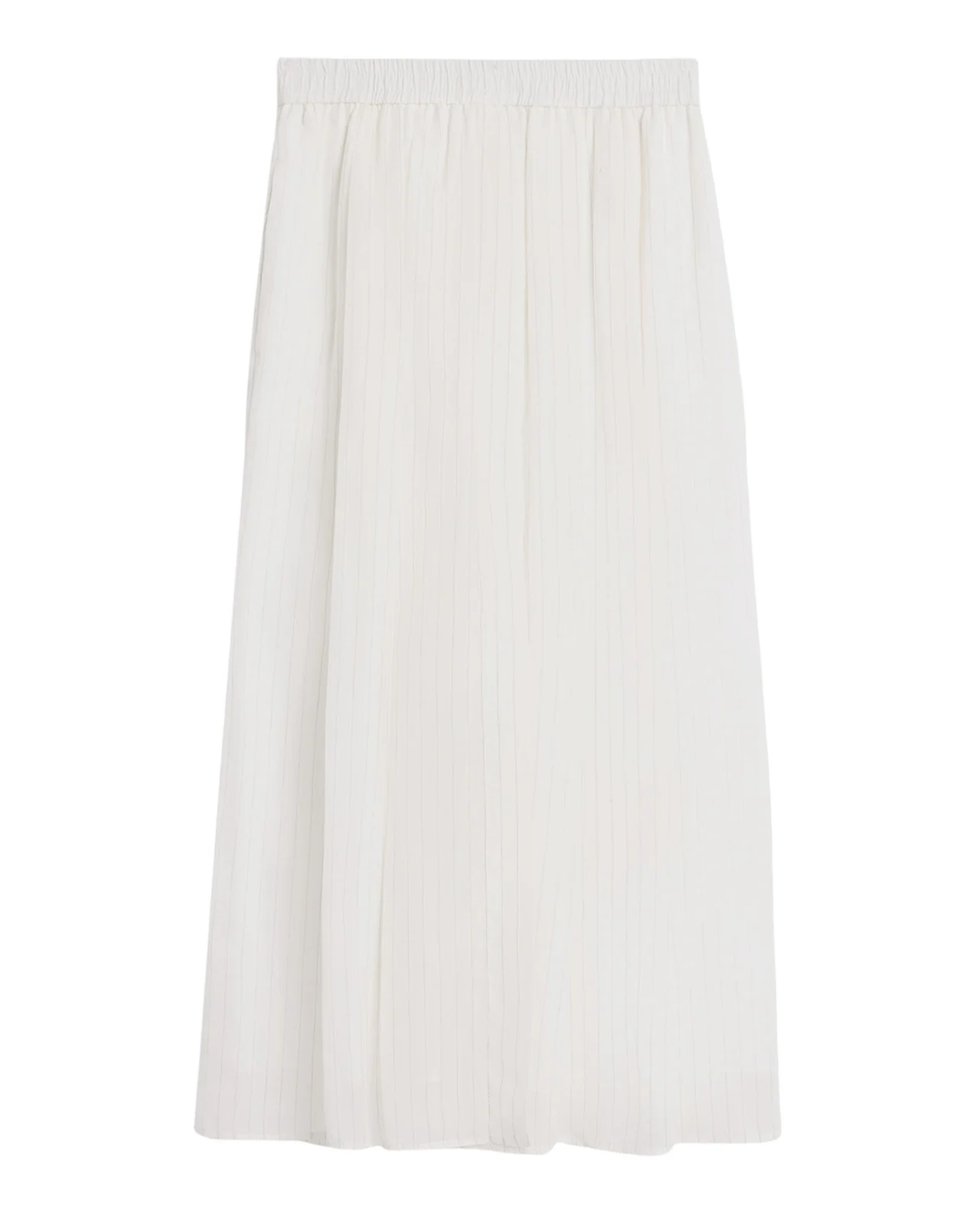 Pinstripe Cotton Gauze Midi Pull-On Skirt