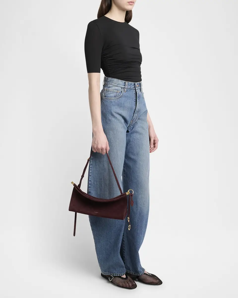ALAÏA Le Click Medium Shoulder Bag in Suede | Thumbnail 3 ALAÏA Le Click Medium Shoulder Bag in Suede | Thumbnail 3