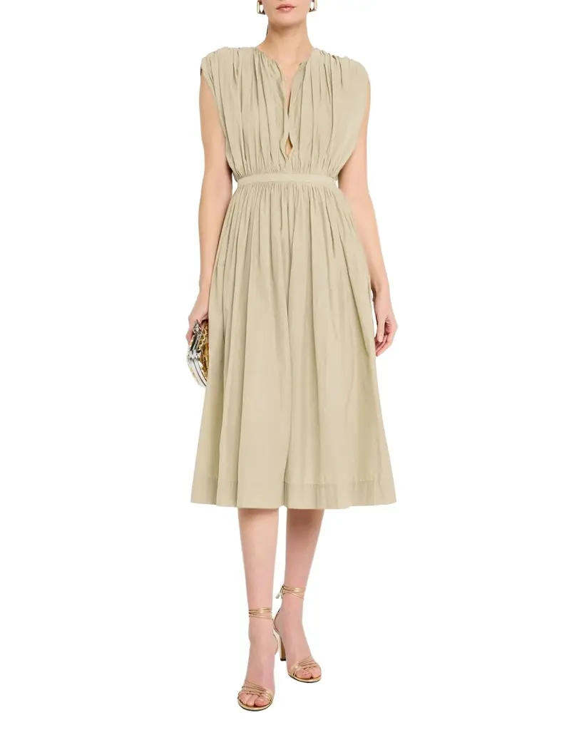 Philosophy di Lorenzo Serafini Plunging Gathered Midi Dress | Image 1 Philosophy di Lorenzo Serafini Plunging Gathered Midi Dress | Image 1