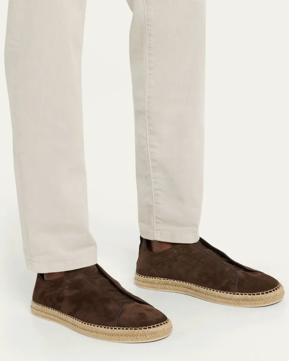 ZEGNA Men's Triple Stitch Suede Espadrille Sneakers | Thumbnail 2 ZEGNA Men's Triple Stitch Suede Espadrille Sneakers | Thumbnail 2
