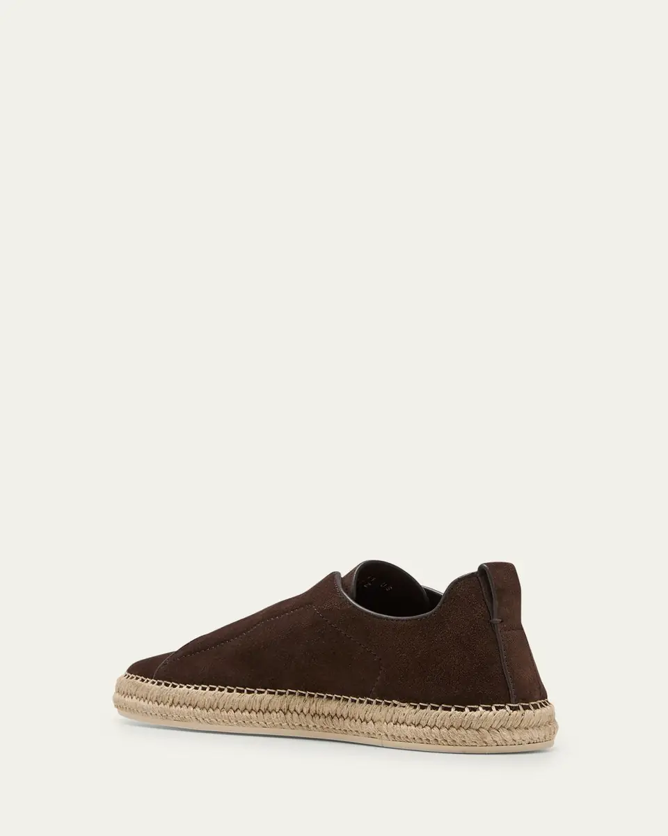 ZEGNA Men's Triple Stitch Suede Espadrille Sneakers | Thumbnail 4 ZEGNA Men's Triple Stitch Suede Espadrille Sneakers | Thumbnail 4