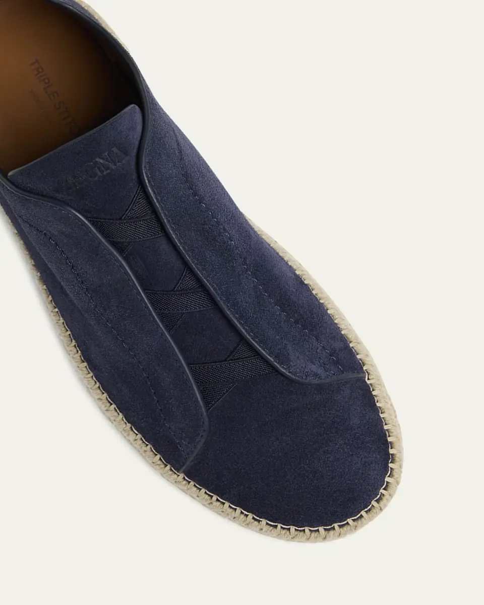 ZEGNA Men's Triple Stitch Suede Espadrille Sneakers | Thumbnail 7 ZEGNA Men's Triple Stitch Suede Espadrille Sneakers | Thumbnail 7