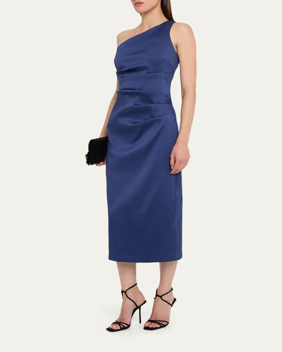 Aidan Mattox One-Shoulder Stretch Mikado Midi Dress | Thumbnail 2 Aidan Mattox One-Shoulder Stretch Mikado Midi Dress | Thumbnail 2