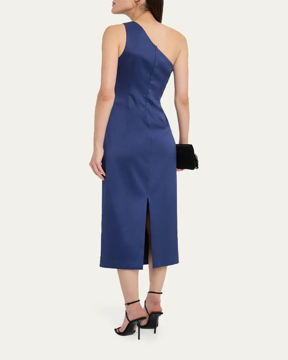 Aidan Mattox One-Shoulder Stretch Mikado Midi Dress | Thumbnail 3 Aidan Mattox One-Shoulder Stretch Mikado Midi Dress | Thumbnail 3