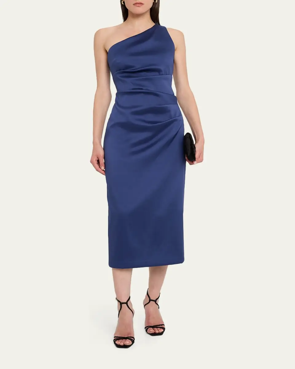 Aidan Mattox One-Shoulder Stretch Mikado Midi Dress | Thumbnail 4 Aidan Mattox One-Shoulder Stretch Mikado Midi Dress | Thumbnail 4