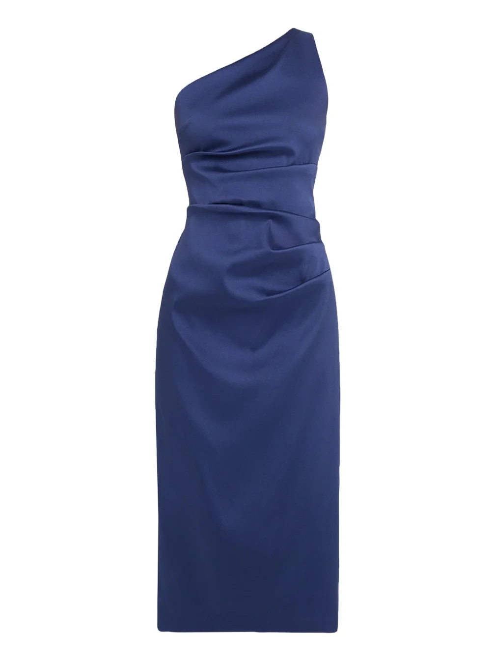 Aidan Mattox One-Shoulder Stretch Mikado Midi Dress