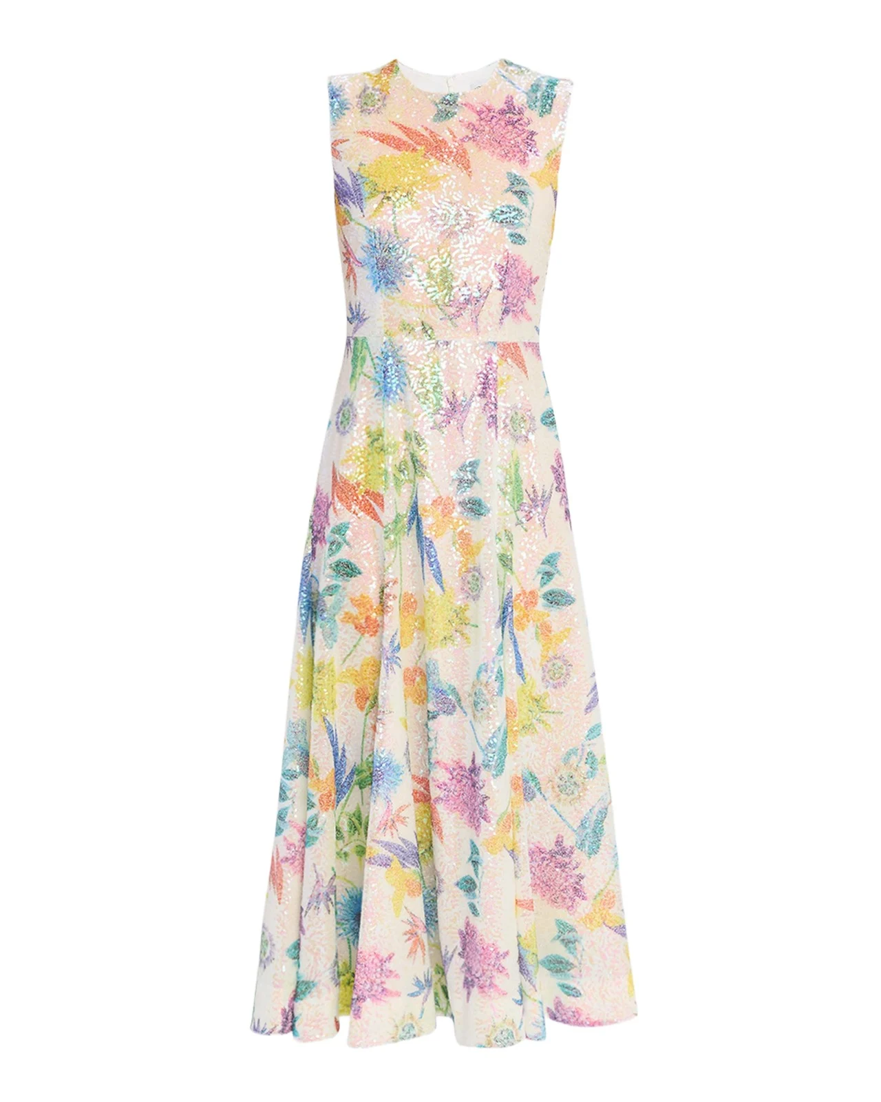 Olive Sleeveless Floral Sequin Midi Dress Olive Sleeveless Floral Sequin Midi Dress