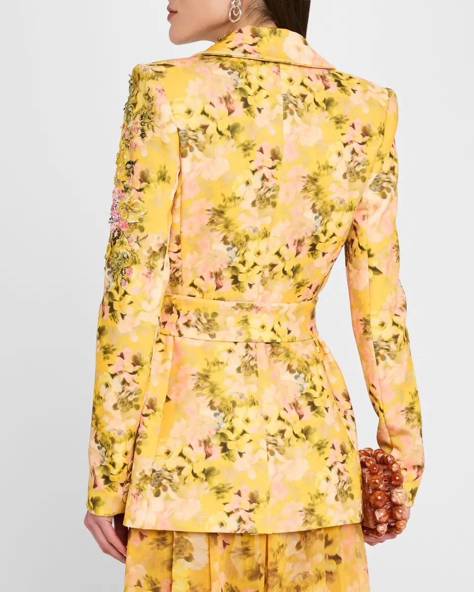 Badgley Mischka Collection Floral-Print Embroidered Jacket | Thumbnail 3 Badgley Mischka Collection Floral-Print Embroidered Jacket | Thumbnail 3