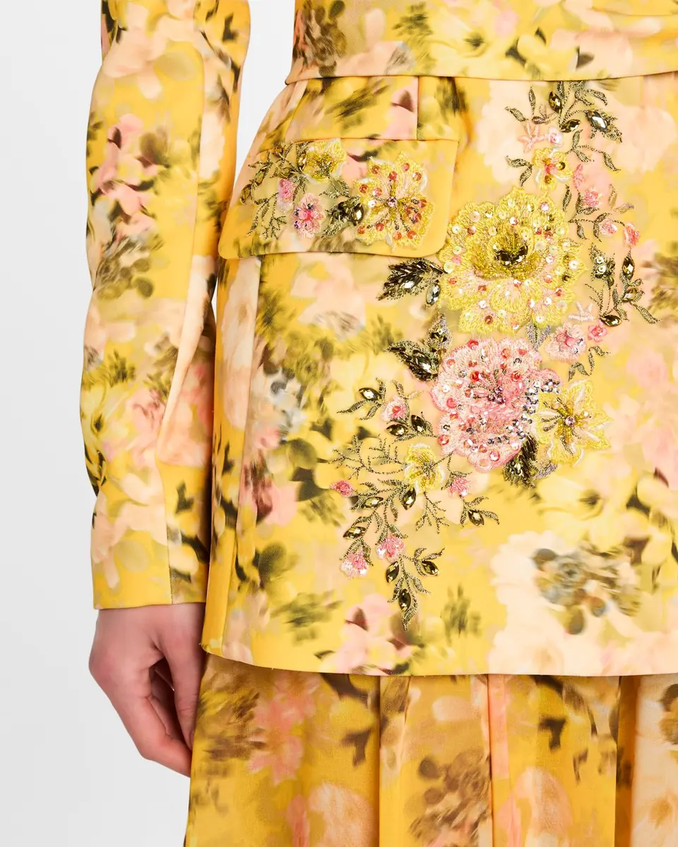 Badgley Mischka Collection Floral-Print Embroidered Jacket | Thumbnail 5 Badgley Mischka Collection Floral-Print Embroidered Jacket | Thumbnail 5